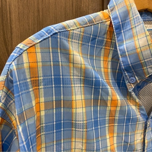 Columbia PFG Button Up Fishing Shirt Mens Large Plaid Vented Roll Tab Sleeves - Picture 3 of 12